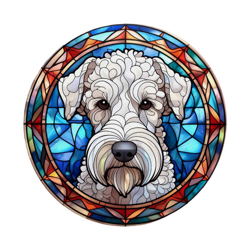 Bedlington Terrier Circular Glass Suncatcher Worktop Saver
